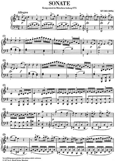 W.A.Mozart: Pianosonat i G dur KV 283 (Piano Sonata In G KV 283 - Henle Urtext E