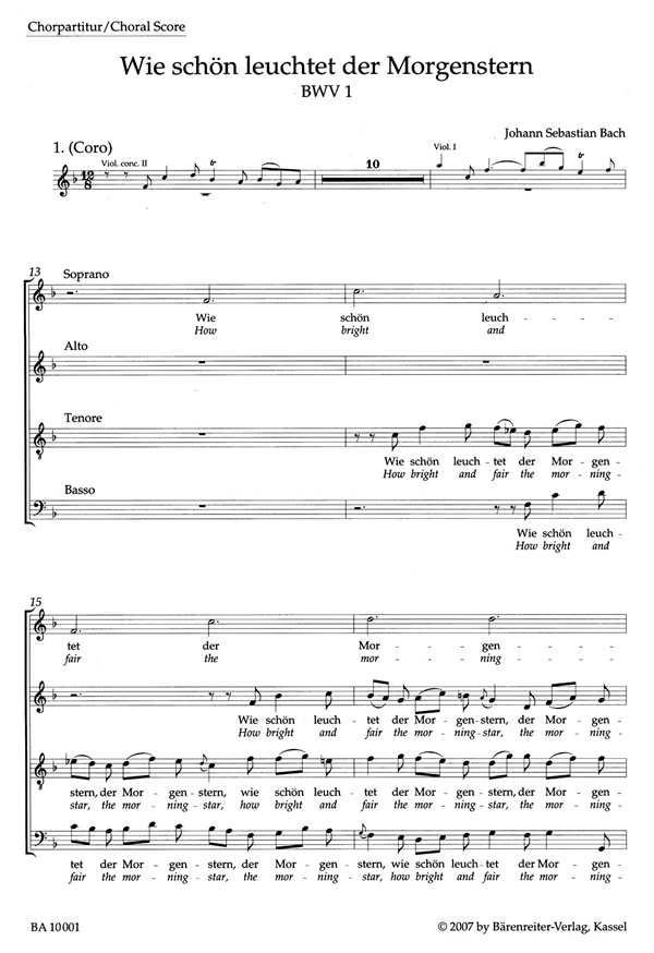 Johann Sebastian Bach: How bright and fair the morning star (SATB)