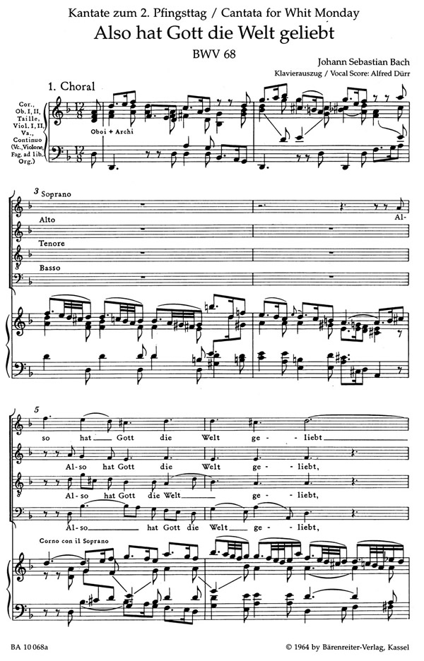 Johann Sebastian Bach: Also hat Gott die Welt geliebt (SATB, piano)