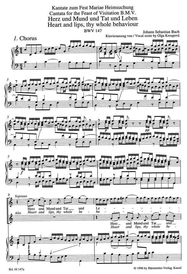 Johann Sebastian Bach: Hearts and lips, thy whole behaviour, BWV 147