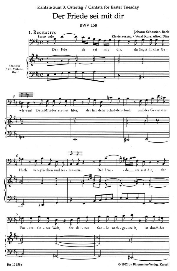 Johann Sebastian Bach: Der Friede sei mit dir (SATB, piano)