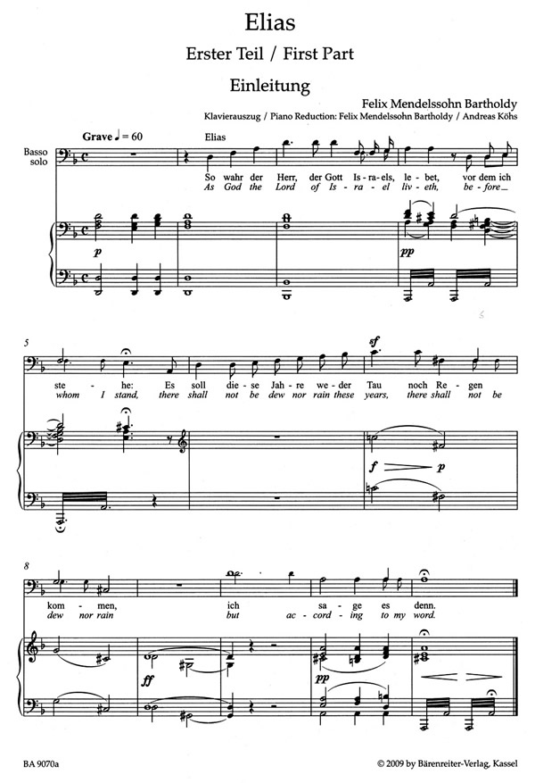 Felix Mendelssohn Bartholdy: Elijah (SATB, piano)