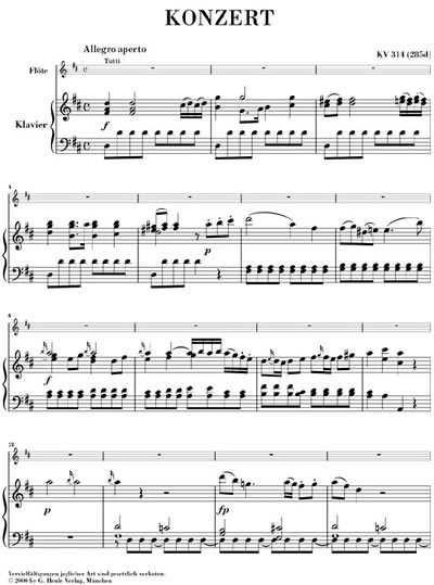 Wolfgang Amadeus Mozart: Concerto For Flute And Orchestra In D KV314 (Tvärflöjt