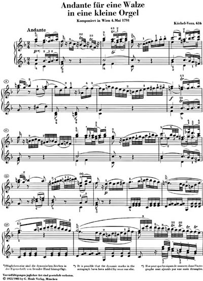 W.A. Mozart: Andante KV 616