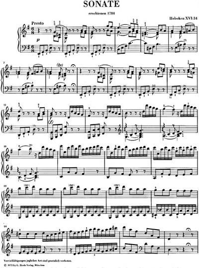 Franz Joseph Haydn: Piano Sonata In E Minor Hob. XVI:34