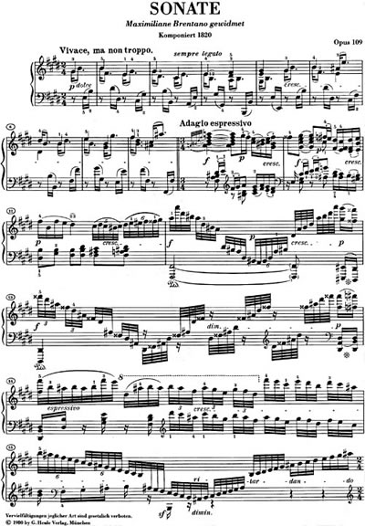 Ludwig Van Beethoven: Piano Sonata E major, op. 109