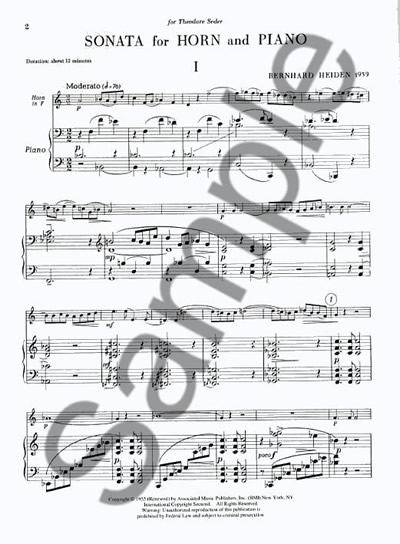 Bernhard Heiden: Sonata For Horn And Piano