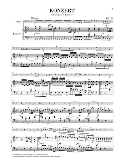 W.A.Mozart: Bassoon Concerto B Flat KV191