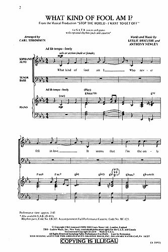 Leslie Bricusse/ Anthony Newley: What Kind Of Fool Am I? (SATB)