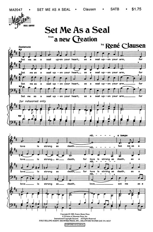 Rene Clausen: Set Me As A Seal (A New Creation) - SATB