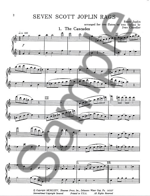 Scott Joplin: Seven Rags For 2 Flutes