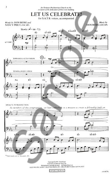 Don Besig/Nancy Price: Let Us Celebrate (SATB)