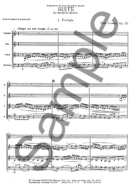 Paul Creston: Suite For Saxophone Quartet (Score And Parts)