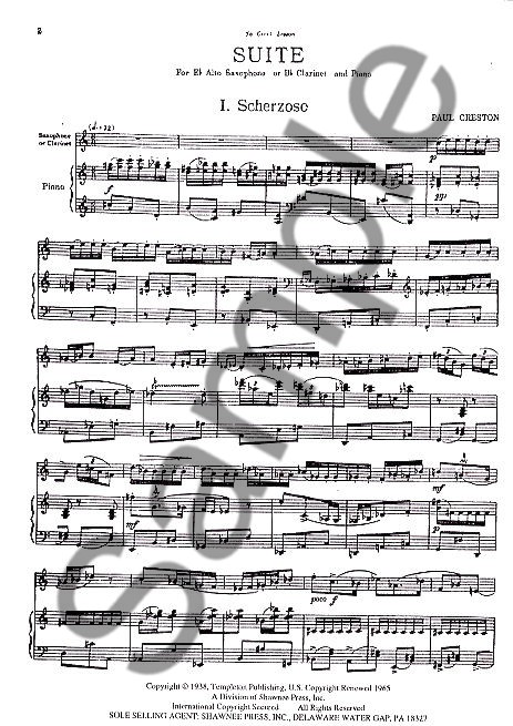 Paul Creston: Suite For Alto Saxophone And Piano