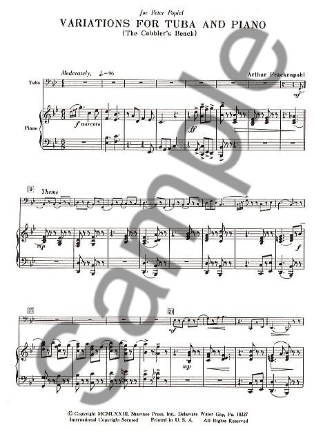 Arthur Frackenpohl: Variations For Tuba And Piano