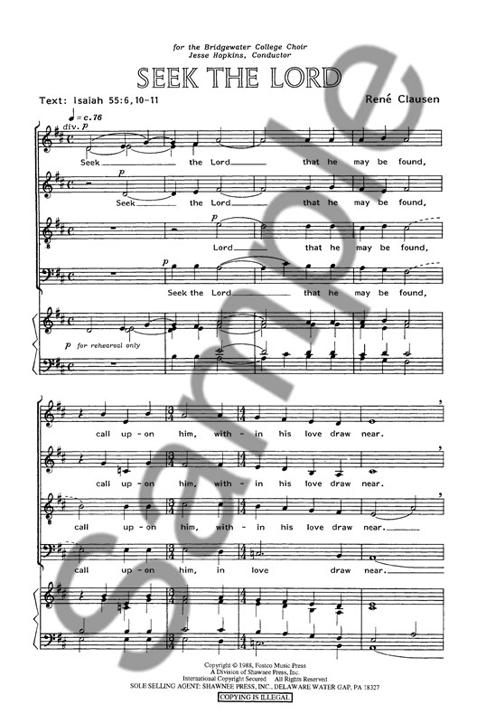 Rene Clausen: Seek The Lord (SATB)