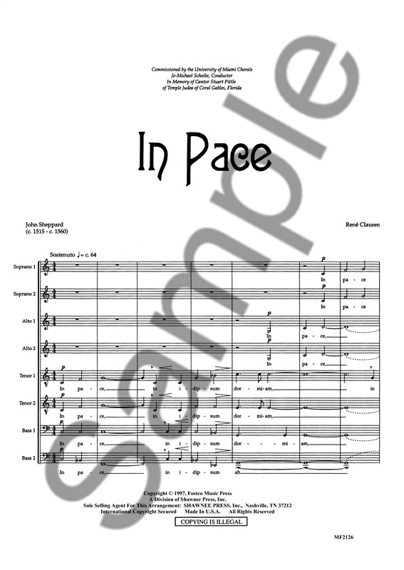 In Pace (Arr. Rene Clausen) - SSAATTBB