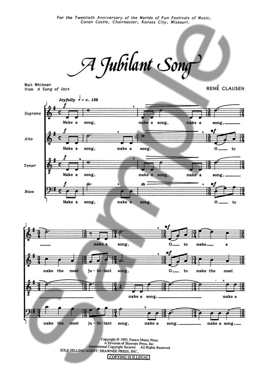 Rene Clausen: A Jubilant Song (SATB)