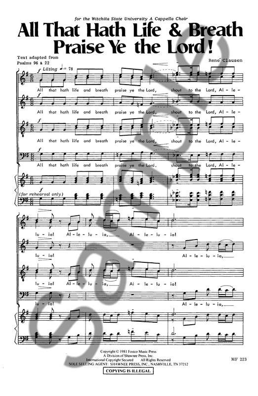 René Clausen: All That Hath Life And Breath Praise Ye The Lord! (SATB)
