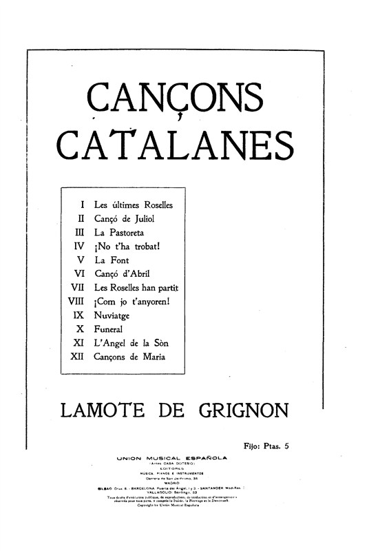 Juan Lamote De Grignon: Canons Catalanes