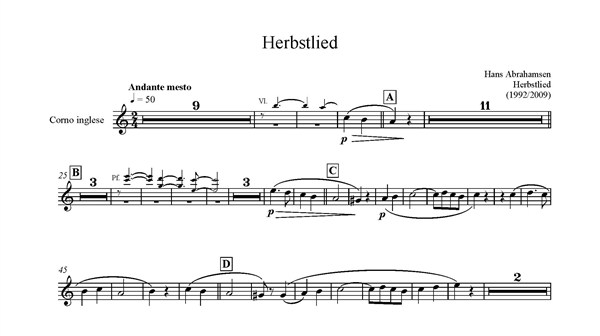 Hans Abrahamsen: Hans Abrahamsen: Herbstlied - Version 2009 (Parts)