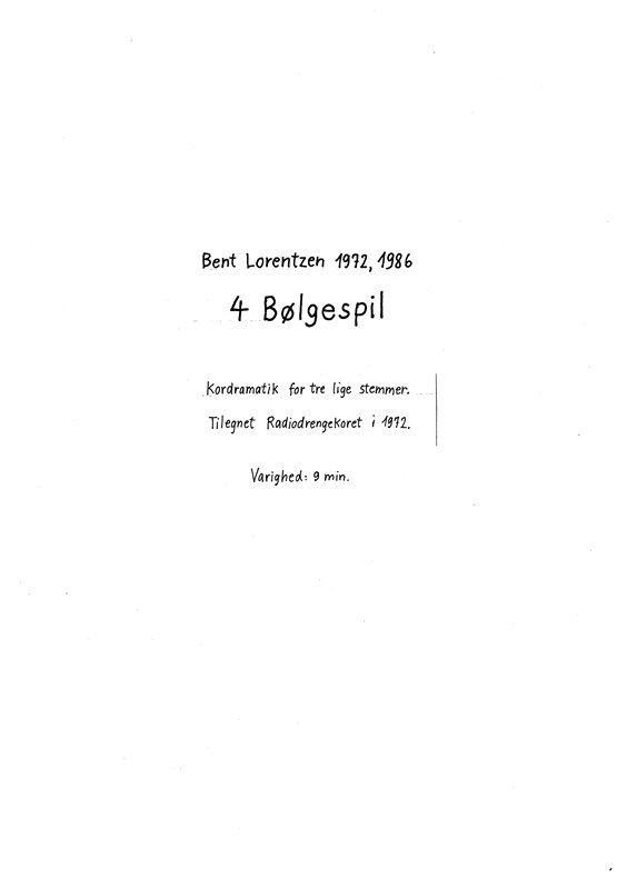 Bent Lorentzen: 4 Blgespil