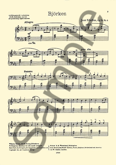 Jean Sibelius: The Birch (Five Pieces) Op.75 No.4
