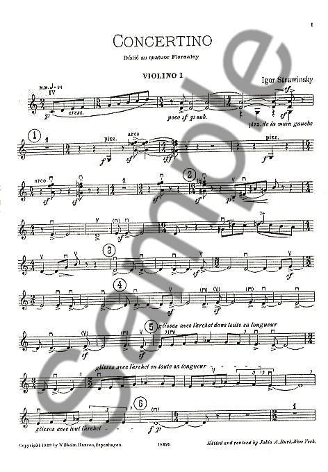 Igor Stravinsky: Concertino (1920) For String Quartet (Parts)