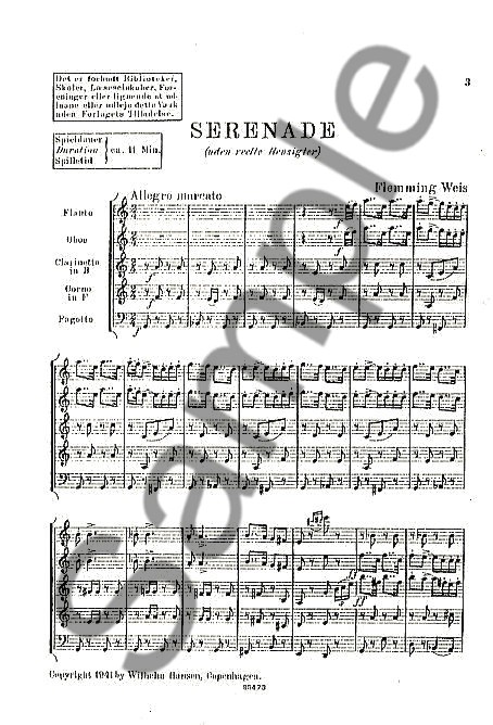 Flemming Weis: Serenade For Woodwind Quintet (Score)