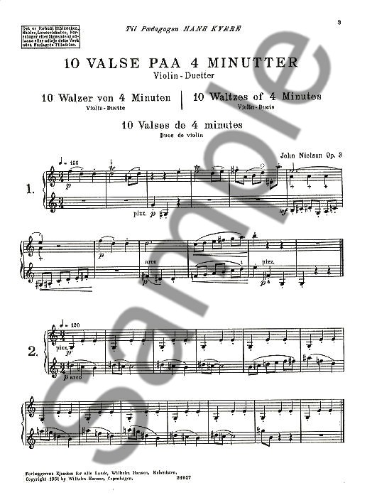 John Nielsen: Ten Waltzes For Two Violins Op.3