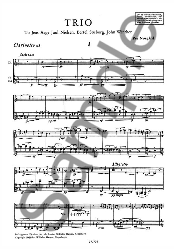 Per Nrgrd: Trio Op.15 (Score And Parts)