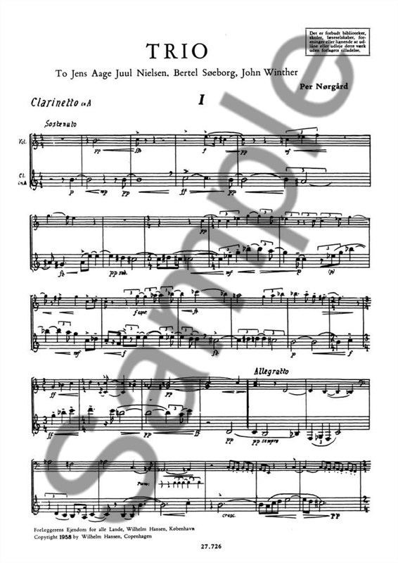 Per Nørgård: Trio Op.15 (Score And Parts)