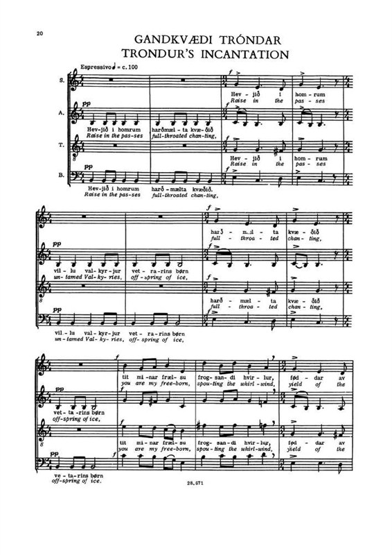 Vagn Holmboe: Gandkvædi Tróndar (SATB)