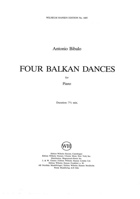 Antonio Bibalo: Four Balkan Dances For Piano