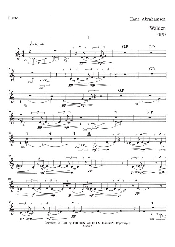 Hans Abrahamsen: Walden - Wind Quintet No 2 (Parts)