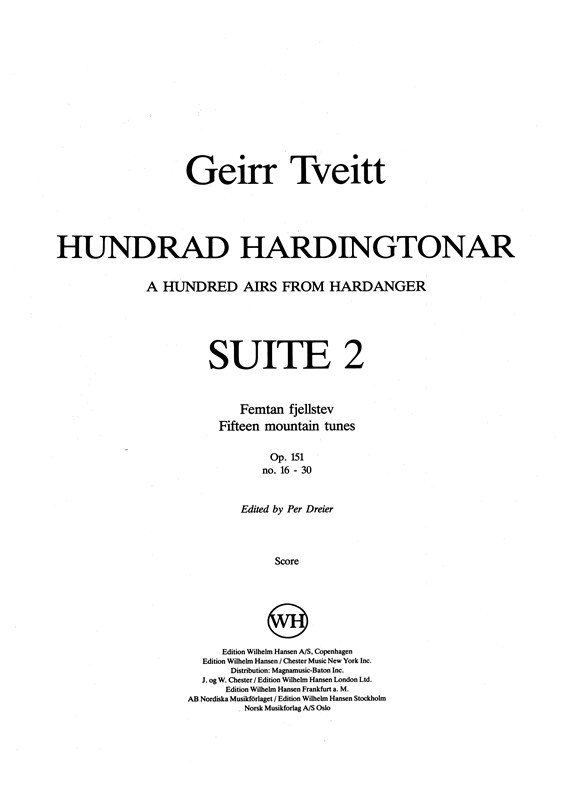 Geirr Tveitt: A Hundred Airs From Hardanger, Suite 2 (Score)