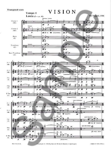 Per Nørgård: Vision For Brass Quintet (Study Score)