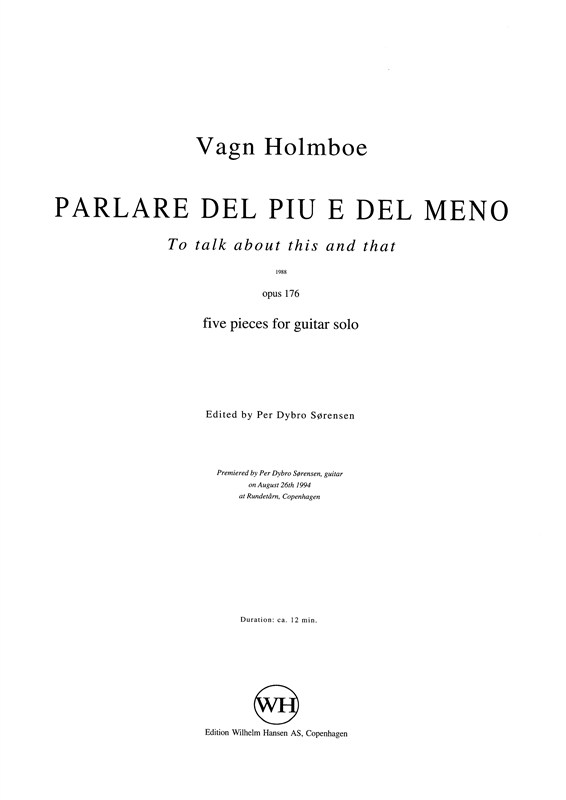 Vagn Holmboe: Parlare Del Piu E Del Meno (guitar solo)