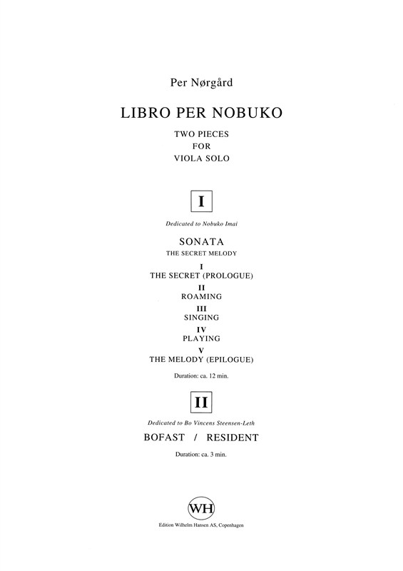 Per Nørgård: Libro Per Nobuko (Viola)