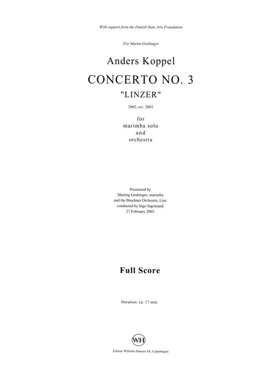 Anders Koppel: Concerto No.3 - Linzer (Score)