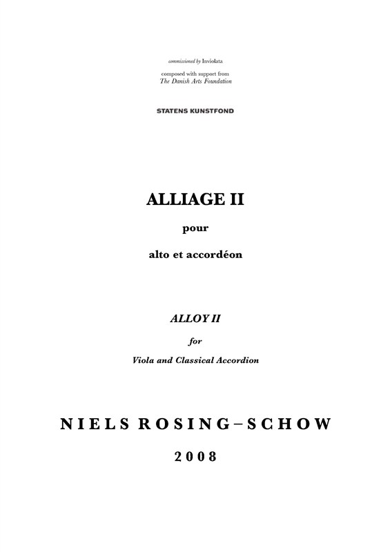 Niels Rosing-Schow: Alliage II (Player's score)