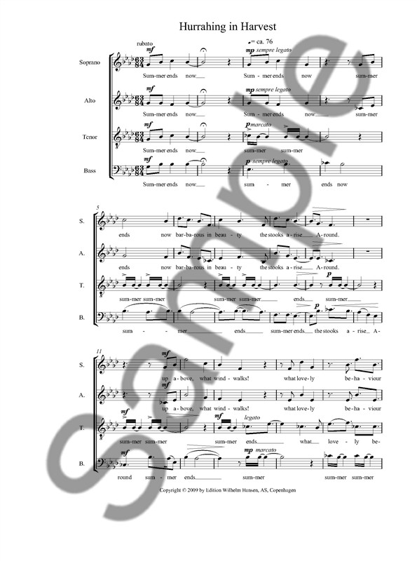 Peter Bruun: Hurrahing In Harvest (SATB)