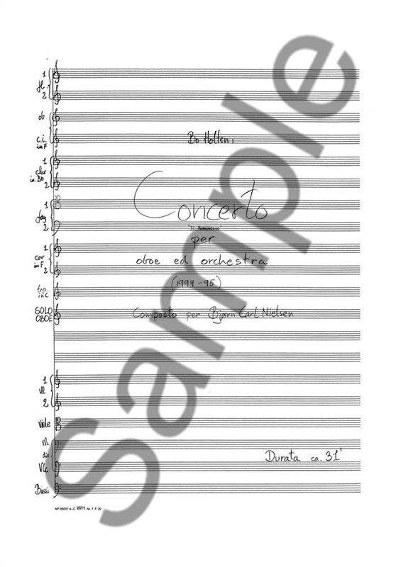 Bo Holten: Oboe Concerto (Score)
