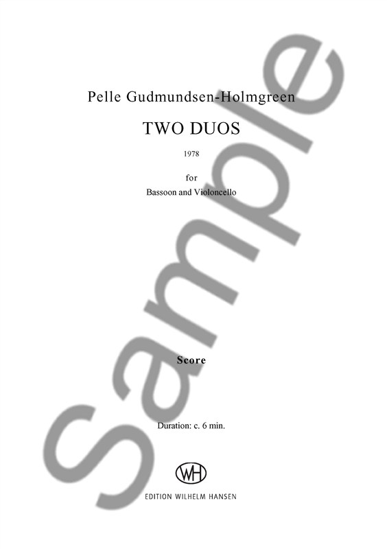 Pelle Gudmundsen-Holmgreen: Two Duos for Bassoon and Cello (Score)