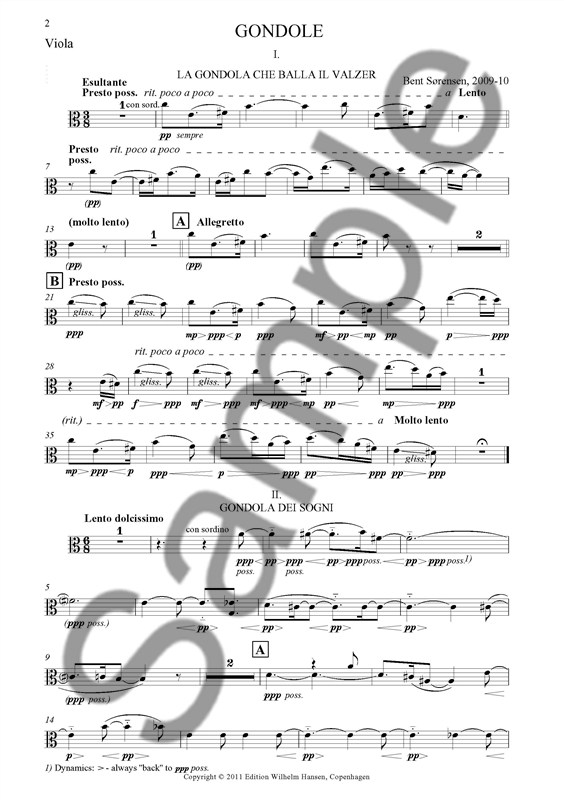 Bent Sørensen: Gondole for String Trio (Parts)
