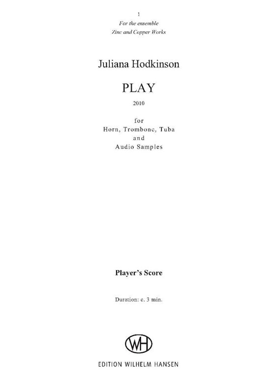 Juliana Hodkinson: Play (Player's Score)