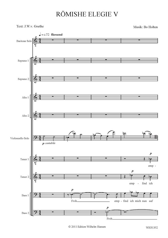 Bo Holten: Römische Elegie V (score)