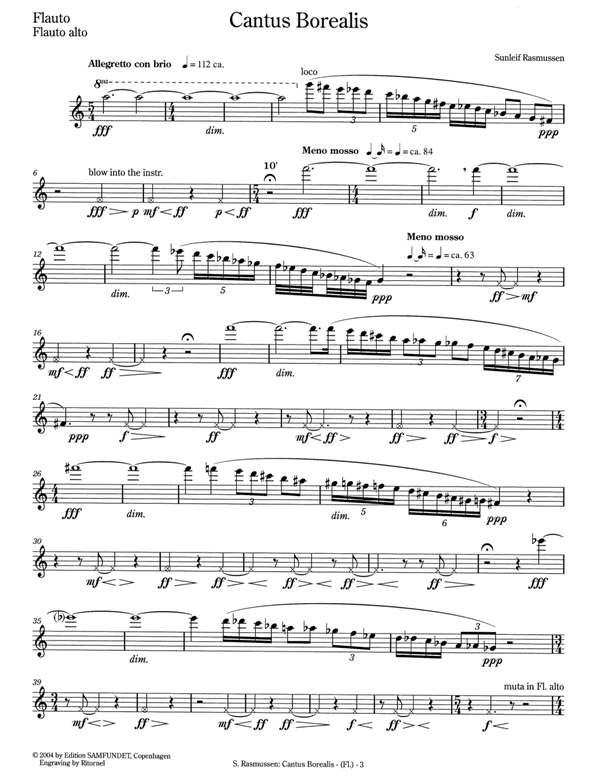 Sunleif Rasmussen: Cantus Borealis For Wind Quintet (Score)