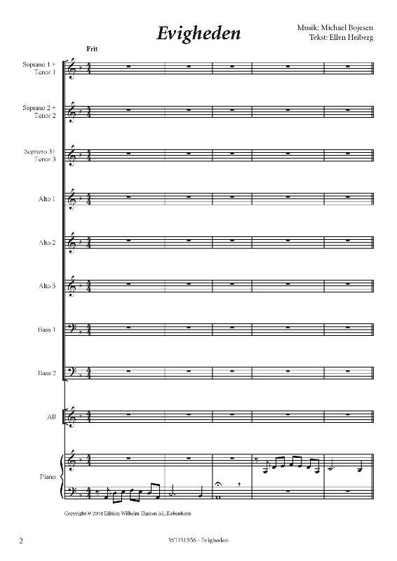 Michael Bojesen: Evigheden (SATB and piano)