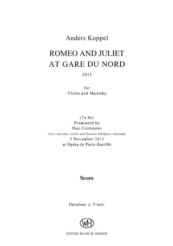 Anders Koppel: Romeo And Juliet At Gare Du Nord (Score/Parts)